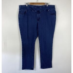 Coldwater Creek Jeans 20W 20 Knit Denim Pull On Slim Leg Blue Dark Wash